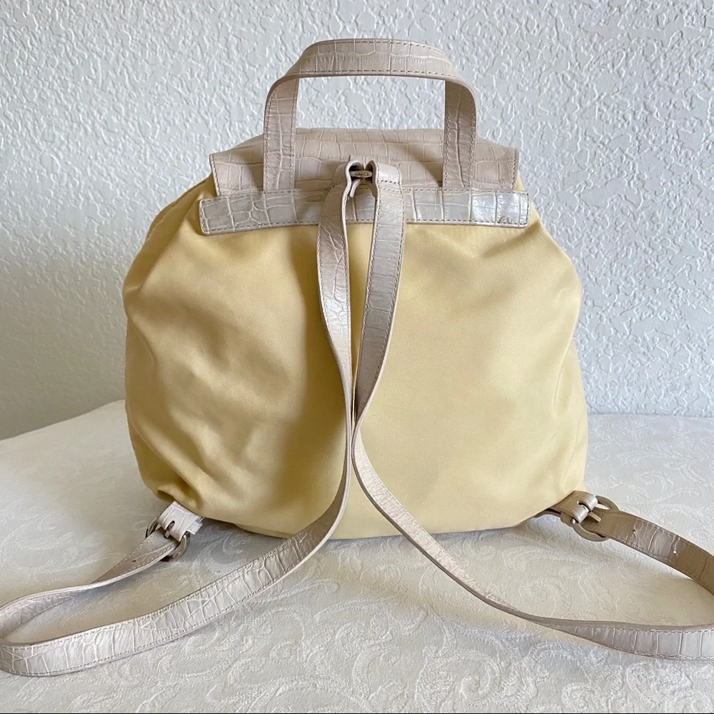 Tosca blu beige leather front pocket nylon backpack